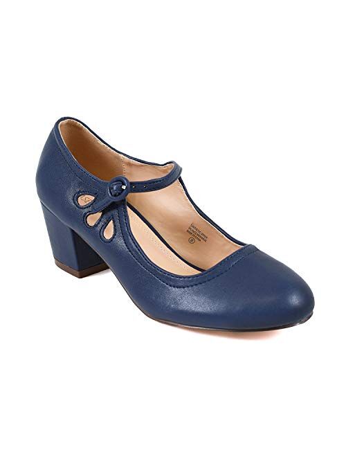 Guilty Heart Womens Mary Jane Mid Kitten Heel Pumps - Comfortable Chunky Heel with Ankle Strap