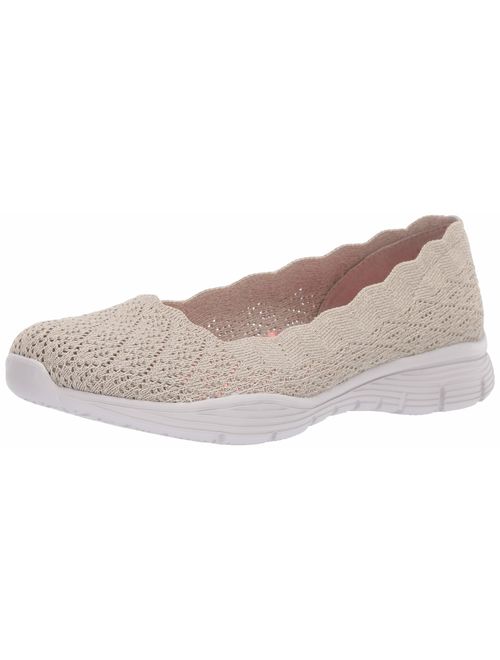 Skechers Women's Seager - Infield - Scalloped Engineered Knit Skimmer Ballet Flat