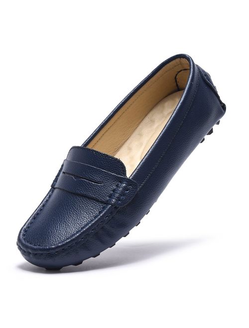 Artisure Women's Classic Genuine Leather Penny Loafers Driving Moccasins Casual Slip On Boat Shoes Fashion Comfort Flats