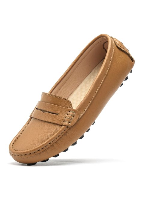 Artisure Women's Classic Genuine Leather Penny Loafers Driving Moccasins Casual Slip On Boat Shoes Fashion Comfort Flats