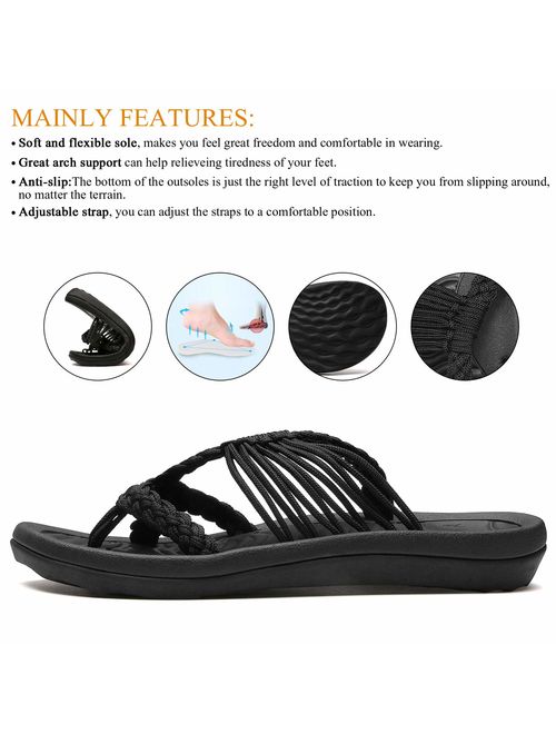 MEGNYA Women's flip Flops Sandals Arch Support Comfortable Walking Summer Water Beach Slipper