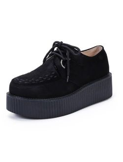 Women's Creepers Wedge Platform Shoes Lace-Up Flat Fashion Oxford