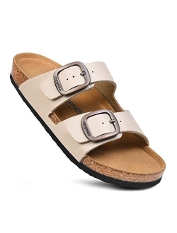 - Comfortable and Arch Support Strappy Footbed Leather Sandals for Women