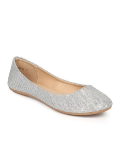 Women's Shiny Glitter Ballet Flats Slip On Dress Ballerina Sparkle Wedding Shoes