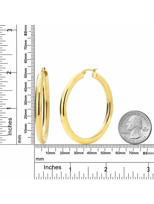 Gem Stone King 2 Inches Wide Stainless Steel Yellow Hoop Earrings