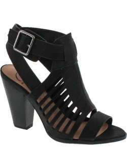 Delicious Yummy Cutout Stacked Heel Sandal