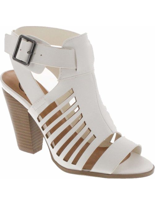 Soda Delicious Yummy Cutout Stacked Heel Sandal