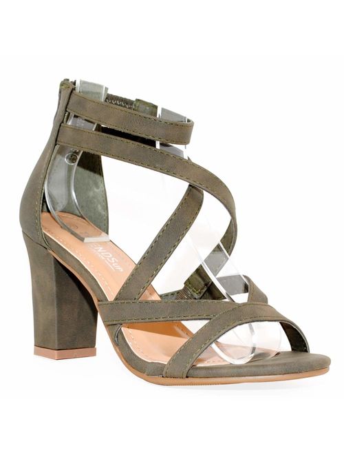 TRENDSup Collection Women's Chunky Heel Ankle Strap Sandals