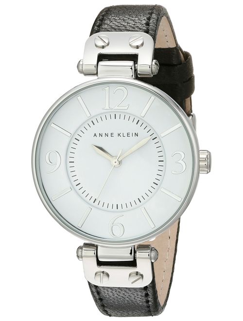 Anne Klein 109169WTBK Round Dial Leather Strap Watch