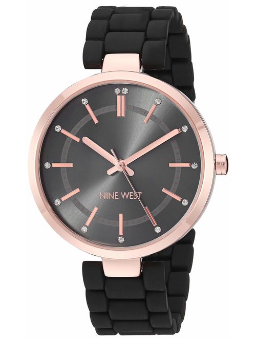 Nine West Women's Crystal Accented Rubberized Bracelet Watch