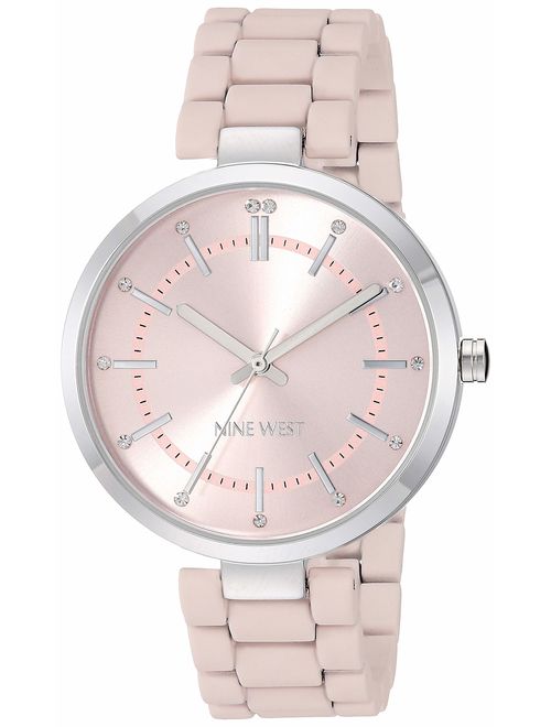 Nine West Women's Crystal Accented Rubberized Bracelet Watch