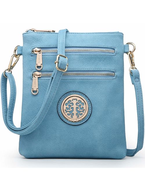 Dasein Small Crossbody Bag Multi Zipper Pockets Messenger Bag Lightweight Shoulder Bag Functional Purse