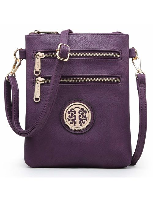 Dasein Small Crossbody Bag Multi Zipper Pockets Messenger Bag Lightweight Shoulder Bag Functional Purse