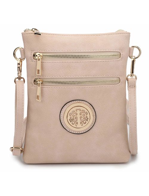 Dasein Small Crossbody Bag Multi Zipper Pockets Messenger Bag Lightweight Shoulder Bag Functional Purse