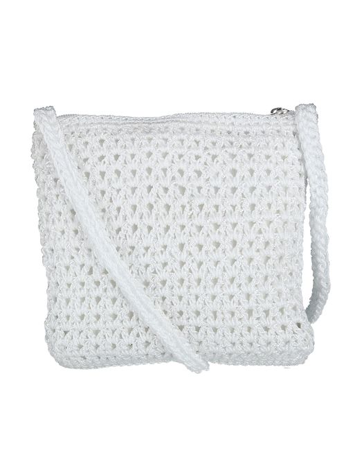 CTM Women's Crochet Crossbody Handbag