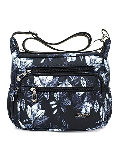 Womens Nylon Floral Shoulder Bag Crossbody Bag Messenger Bags Travel Handbags With Adjustable Strap Waterproof