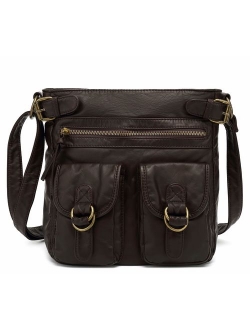 Medium Crossbody Shoulder Bag for Women, Ultra Soft Washed Vegan Leather, H1998