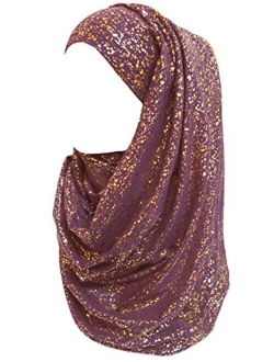 Lina & Lily Gold Glitter Plain Color Hijab Muslim Head Wrap Scarf Shawl