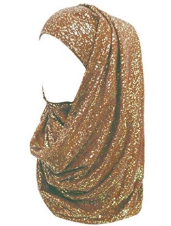 Lina & Lily Gold Glitter Plain Color Hijab Muslim Head Wrap Scarf Shawl