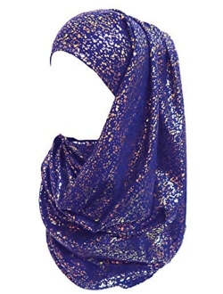 Lina & Lily Gold Glitter Plain Color Hijab Muslim Head Wrap Scarf Shawl