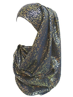 Lina & Lily Gold Glitter Plain Color Hijab Muslim Head Wrap Scarf Shawl