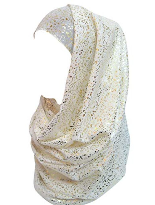 Lina & Lily Gold Glitter Plain Color Hijab Muslim Head Wrap Scarf Shawl