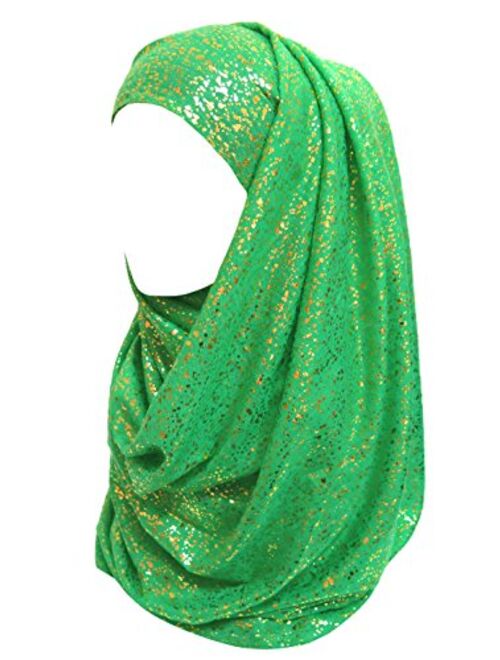 Lina & Lily Gold Glitter Plain Color Hijab Muslim Head Wrap Scarf Shawl