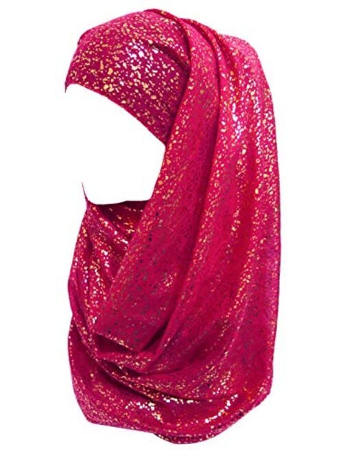 Lina & Lily Gold Glitter Plain Color Hijab Muslim Head Wrap Scarf Shawl