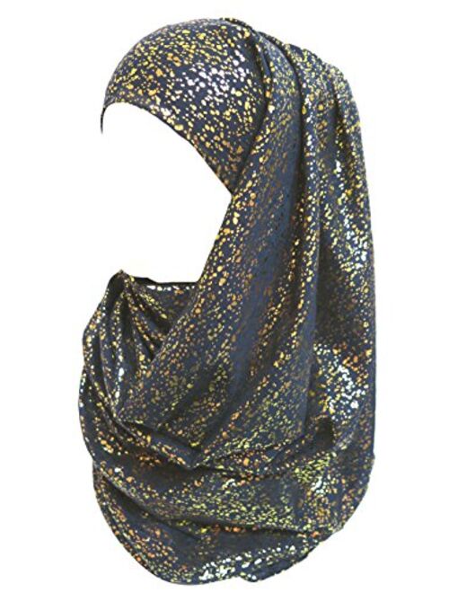 Lina & Lily Gold Glitter Plain Color Hijab Muslim Head Wrap Scarf Shawl