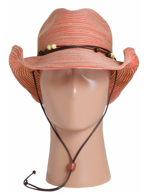 Breathable Polyester Braided Sunset Hat For Women With Pull On Clousure Adjustable Neckcord And Wide Shapable Brim