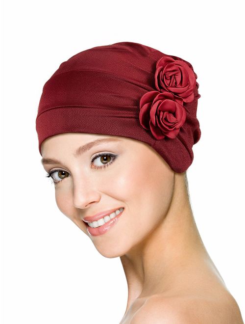 4 Pieces Turban Flower Head Wrap Beanie Scarf Cap Hair Loss Hat for Men and Women