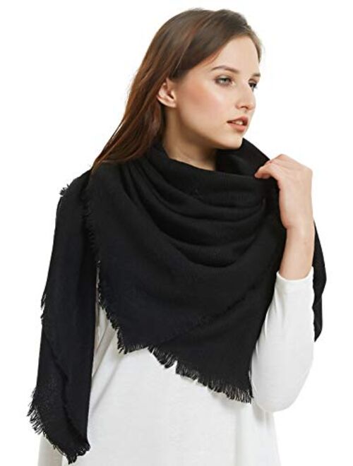 VIVIAN & VINCENT Soft Classic Luxurious Blanket Solid Color Square Scarf Wrap