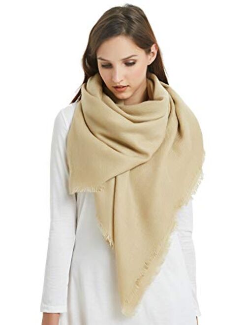 VIVIAN & VINCENT Soft Classic Luxurious Blanket Solid Color Square Scarf Wrap