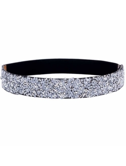 ALAIX Women's Stretchy Dress Belts Sparkle Bling Rhinestone Shiny Party Belt Elastic Waist Belt