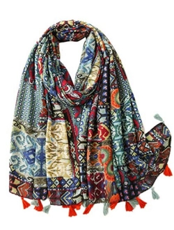 Women's Boho Bohemian Soft Blanket Oversized Fringed Scarf Wraps Shawl Sheer Gift