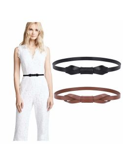 JASGOOD Women PU Leather Skinny Belt for Dress Adjustable Thin Waist Belt for Lady