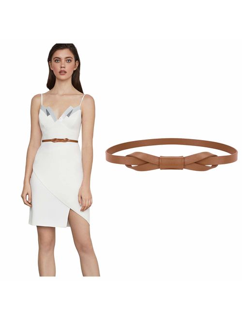 JASGOOD Women PU Leather Skinny Belt for Dress Adjustable Thin Waist Belt for Lady