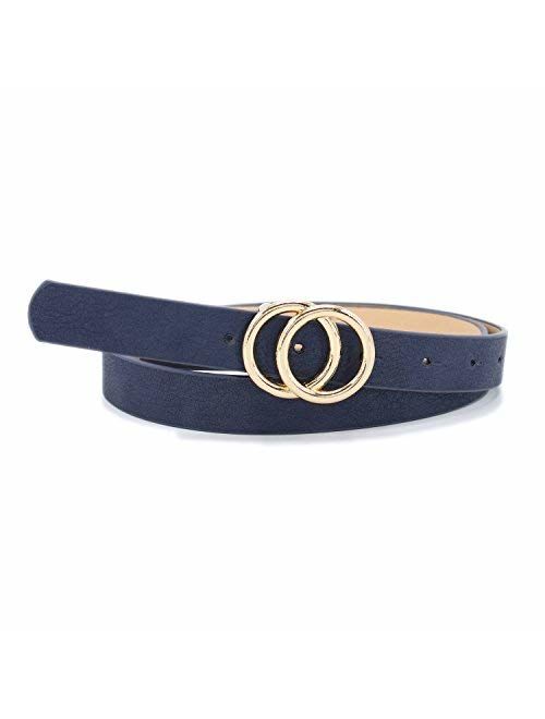 Buy Women S 7 8 2 2cm Width Matt Soft Faux Leather Belt With Double O Ring Buckle Online Topofstyle