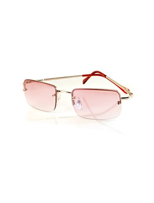 FBL Minimalist Small Rectangular Sunglasses Clear Eyewear Spring Hinge A124 A125