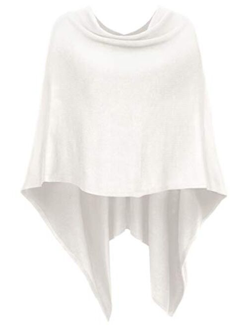 DJT Womens Solid Knit Short Asymmetric Wrap Poncho Topper