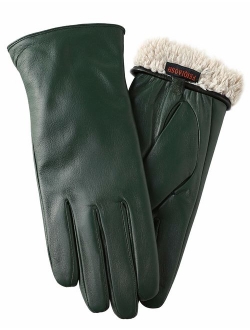 Warm Fleece Lining Touchscreen Texting Driving Winter Womens Leather Gloves