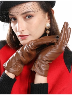 Warm Fleece Lining Touchscreen Texting Driving Winter Womens Leather Gloves