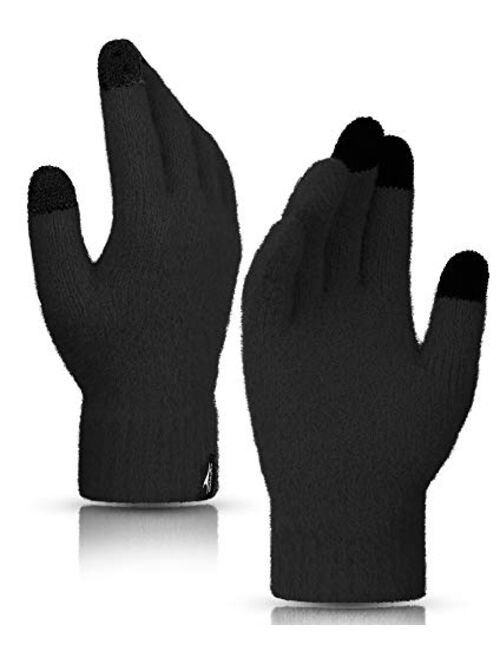 Achiou Winter Touchscreen Gloves Knit Warm Thick Thermal Soft Comfortable Wool Lining Elastic Cuff Texting for Women Men