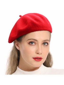 Wheebo Wool Beret Hat,Solid Color French Style Winter Warm Cap for Women Girls Lady