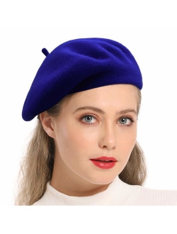 Wheebo Wool Beret Hat,Solid Color French Style Winter Warm Cap for Women Girls Lady