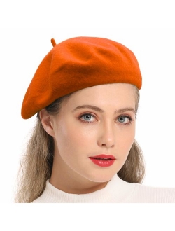 Wheebo Wool Beret Hat,Solid Color French Style Winter Warm Cap for Women Girls Lady