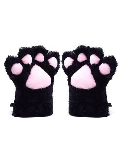 Odema Womens Winter Warm Gloves Cosplay Cat Paw All Cover Mittens for Girls