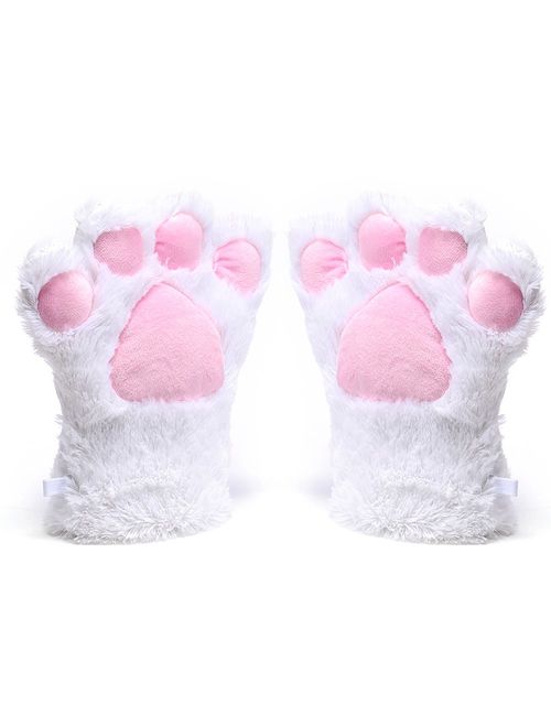 Odema Womens Winter Warm Gloves Cosplay Cat Paw All Cover Mittens for Girls