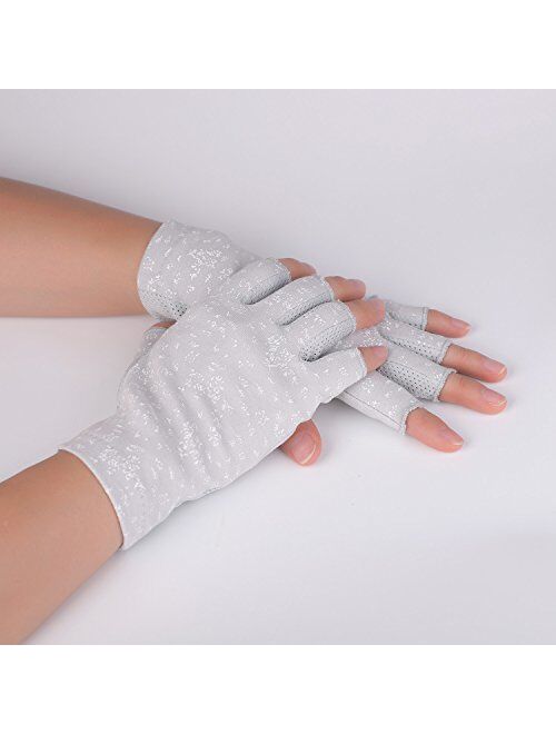 Women's Fingerless Sun Gloves Non Skid Cotton Driving Gloves UV Protection