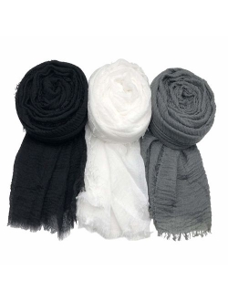 MANSHU 3 PCS Women Soft Scarf Shawl Long Scarf, Scarf and Wrap, Big Head Scarf